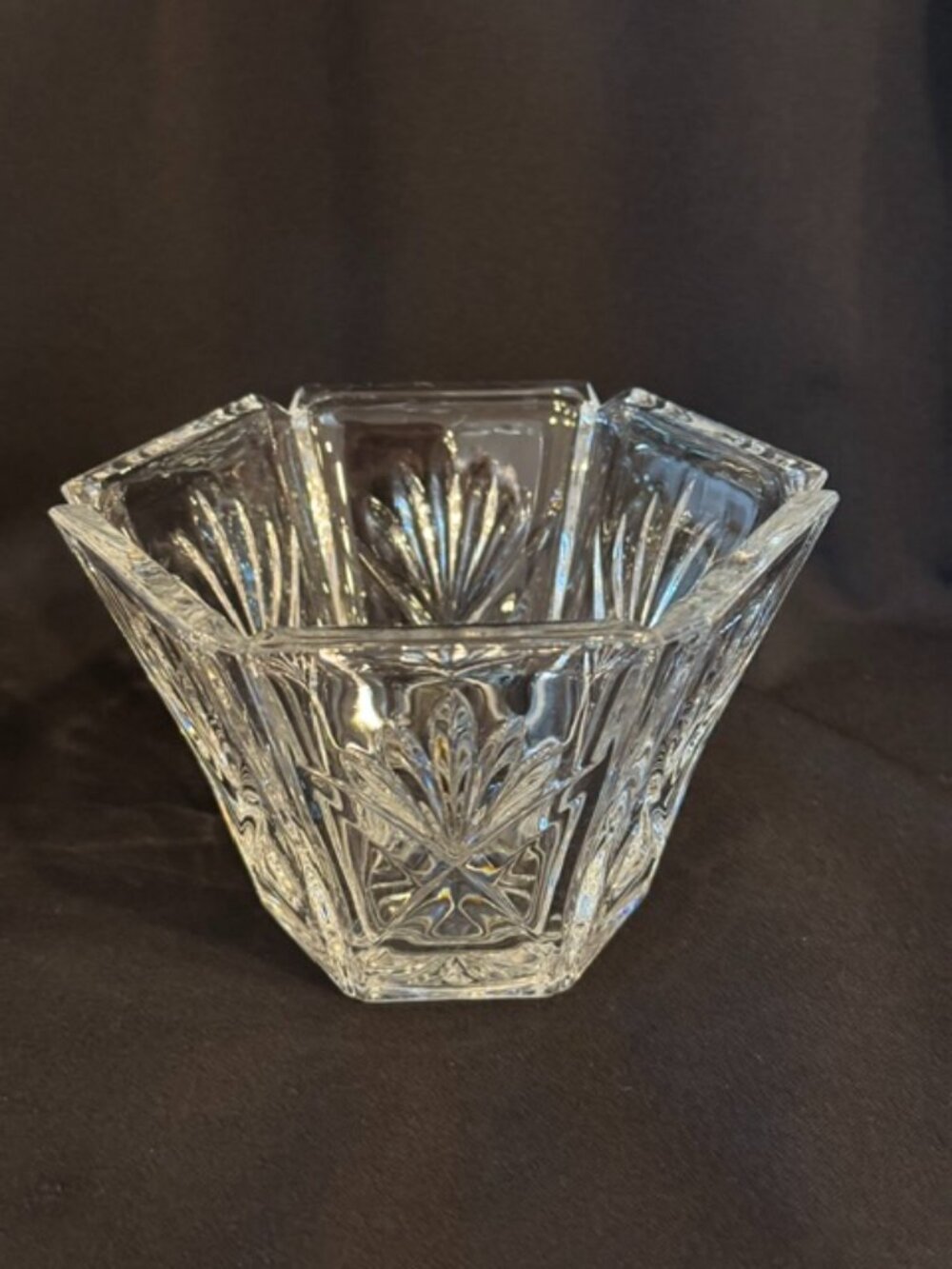Vintage Gorham Heavy Leaded Crystal Hexagonal Paneled Bowl